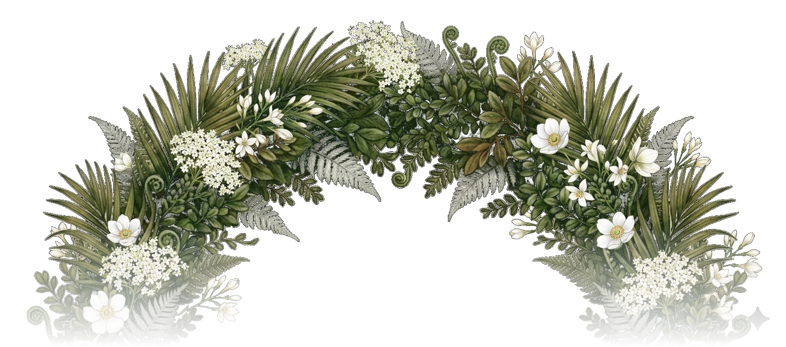 Fern and koru arch motif